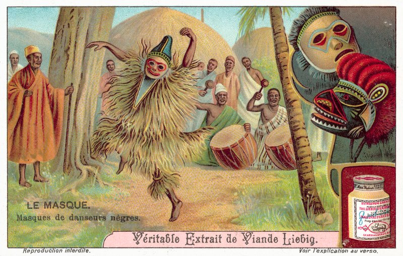 Máscaras de dançarinos africanos (chromolitho) de European School