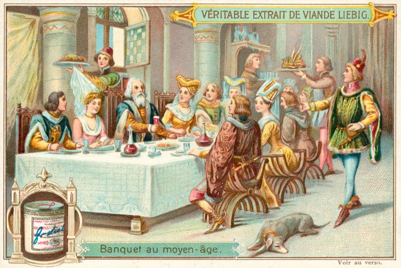 Banquete medieval (chromolitho) de European School