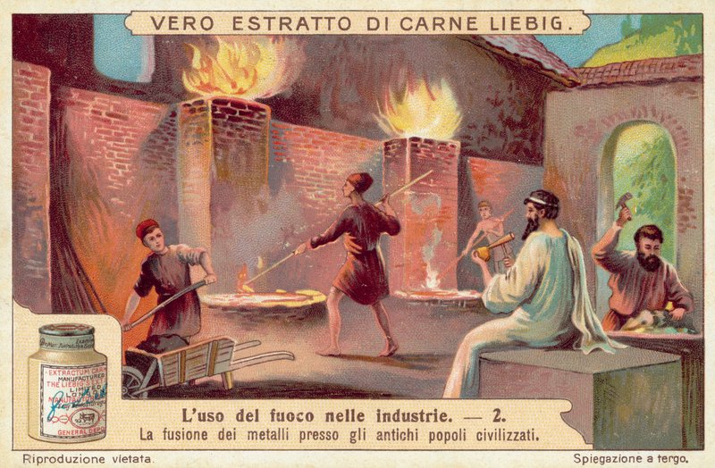 Metalurgia em civilizações antigas (chromolitho) de European School