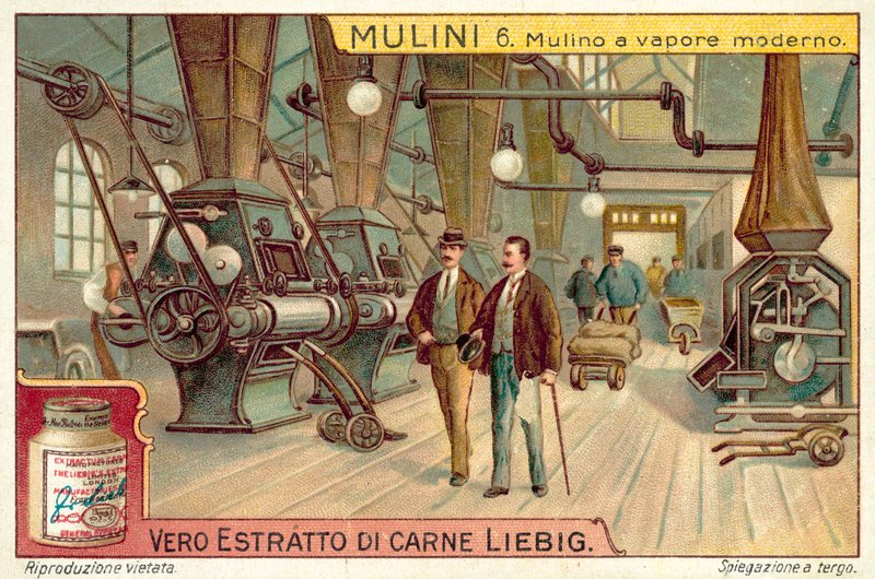 Moinho moderno movido a vapor (chromolitho) de European School