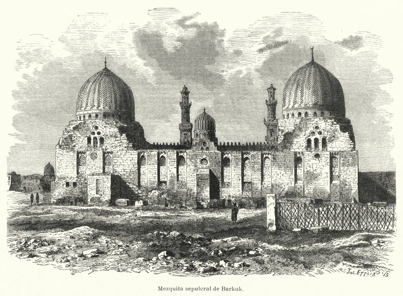 Mesquita e Mausoléu do Sultão Barquq, Cairo, Egito (litho) de European School