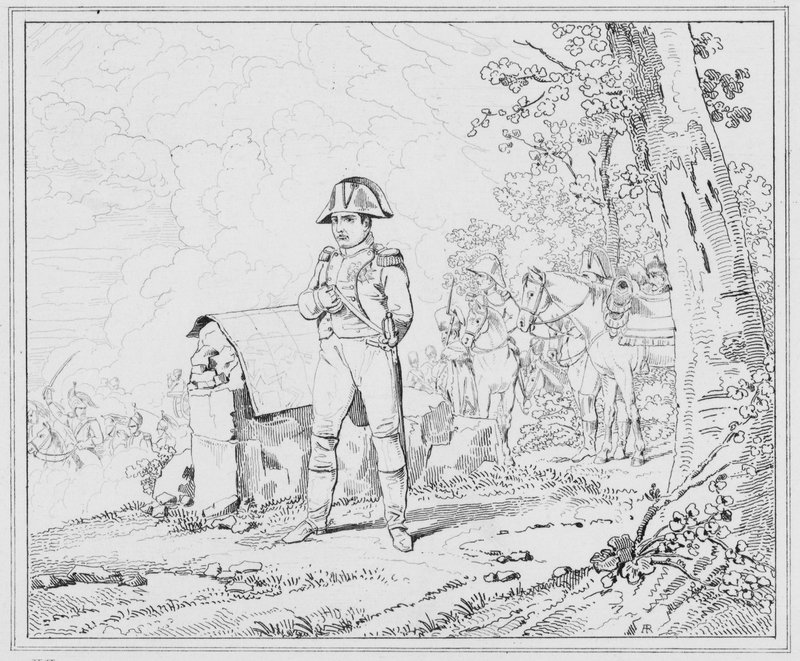 Napoleão: Napoleon a Charleroi, Napoleon em Charleroi (gravura) de European School