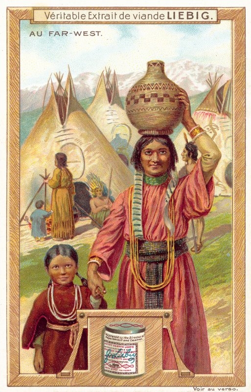 Aldeia indígena americana (chromolitho) de European School