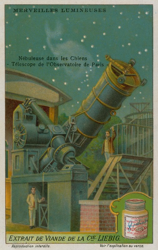 Nebulosa entre a constelação dos cães de caça e o telescópio no observatório em Paris de European School