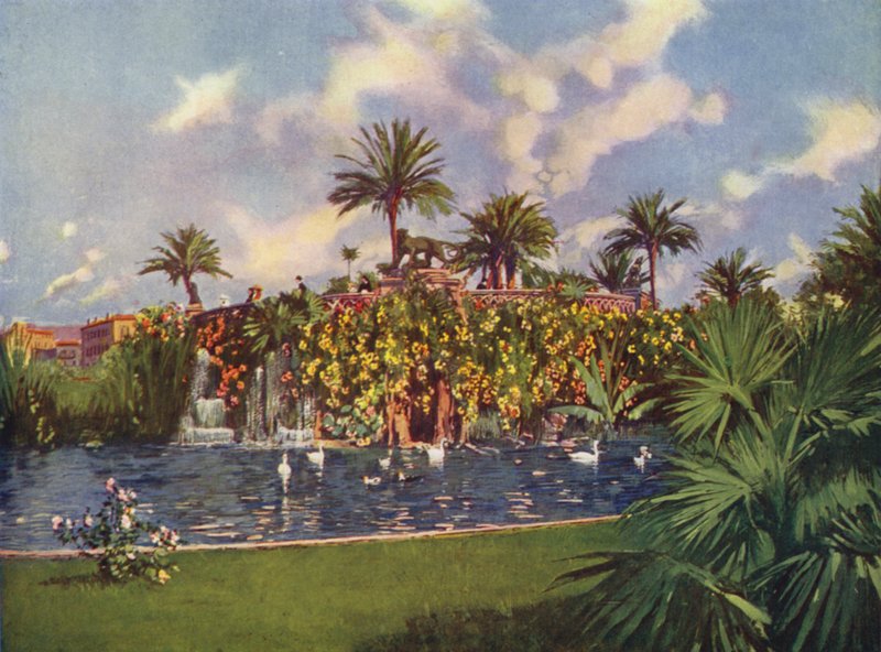 Nice, La Grotte du Jardin Public (litografia a cores) de European School
