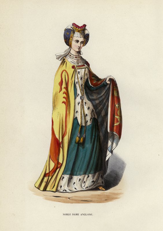 Noble Dame Anglaise (gravura colorida) de European School
