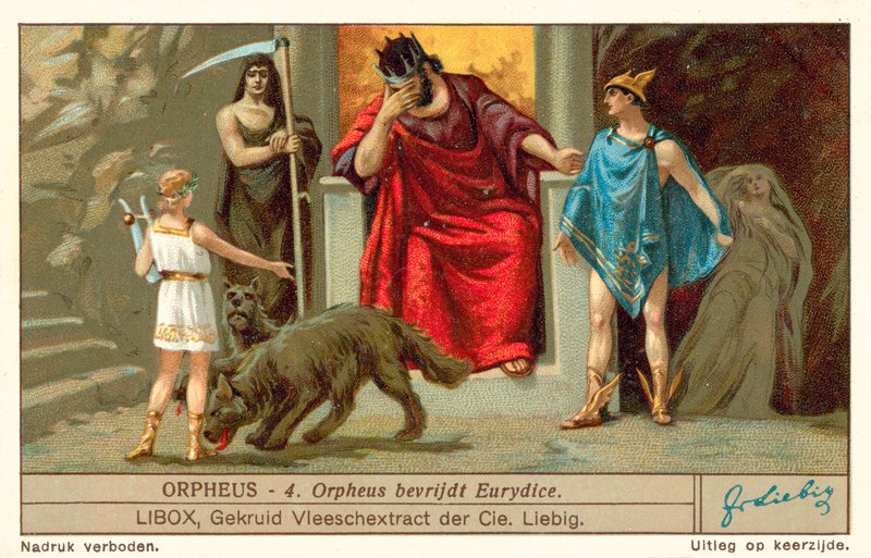 Orfeu liberta Eurídice (chromolitho) de European School