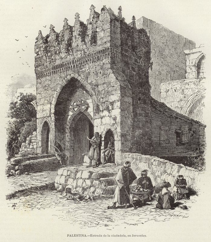 Palestina, entrada da cidadela, em Jerusalém de European School
