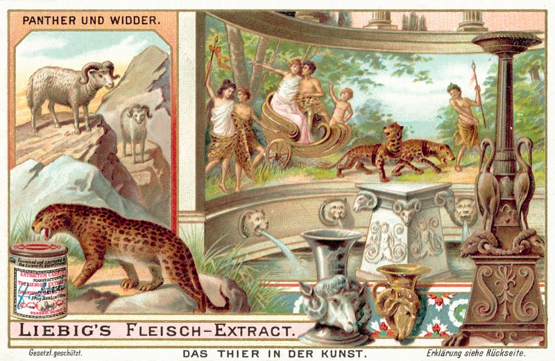 Panteras e carneiros (chromolitho) de European School