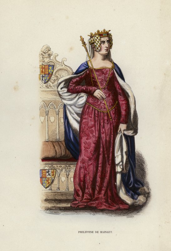 Philippine De Hainaut (gravura colorida) de European School