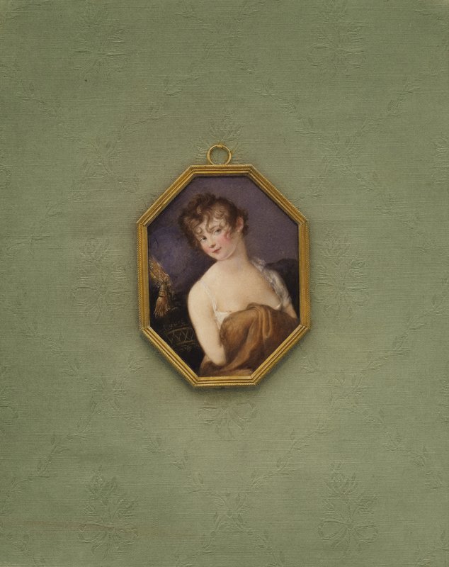 Retrato de uma rapariga desconhecida (litografia a cores) de European School