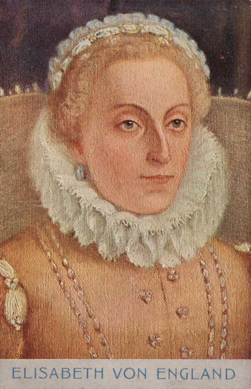 Rainha Isabel I (litografia a cores) de European School