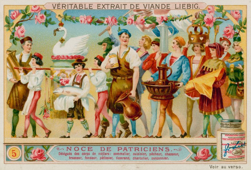 Representantes de Artesanato Diferente: Winemerchant, Chef, Pescador, Caçador, Brewer, Smith, Chef de Pastelaria, Tecelão, Açougueiro e Sapateiro. de European School