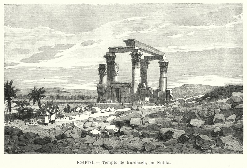Quiosque Romano de Qertassi, Núbia (Litho) de European School