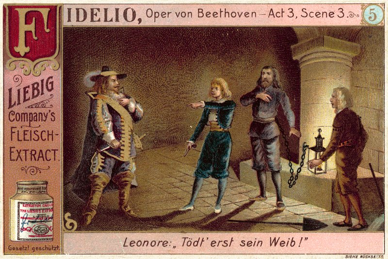 Cena da ópera Fidelio (chromolitho) de Beethoven de European School