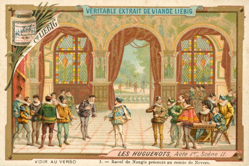 Cena da ópera Les Huguenots (chromolitho) de Giacomo Meyerbeer de European School