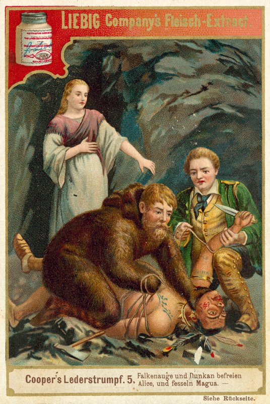 Cena de Last of the Mohicans, de James Fenimore Cooper (chromolitho) de European School