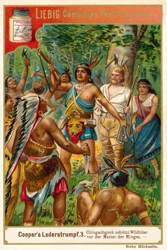 Cena de The Deerslayer, de James Fenimore Cooper (chromolitho) de European School