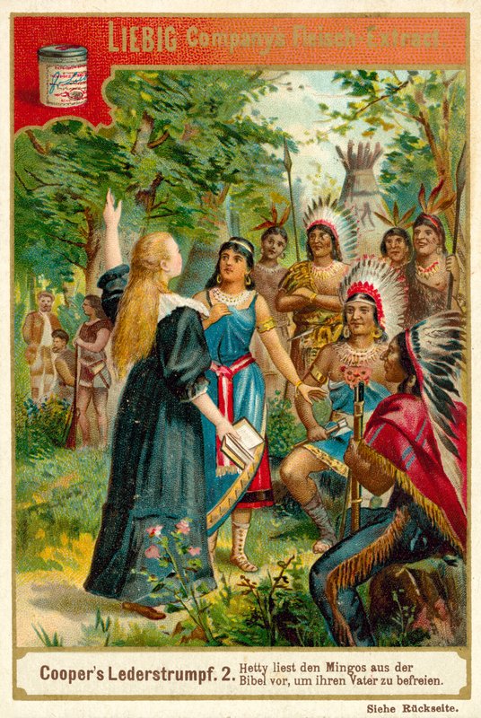 Cena de The Deerslayer, de James Fenimore Cooper (chromolitho) de European School
