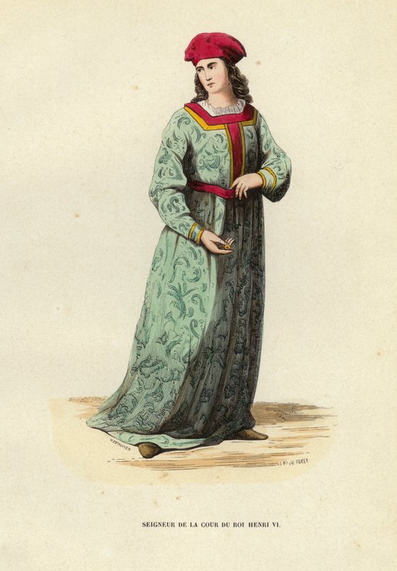 Lord Of The Court Of The King Henry VI (gravura colorida) de European School
