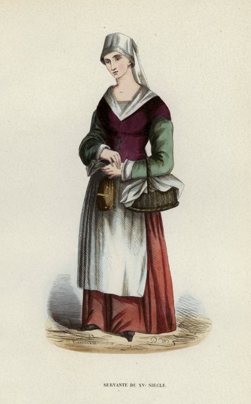 Servante Du XVe Siecle (gravura a cores) de European School
