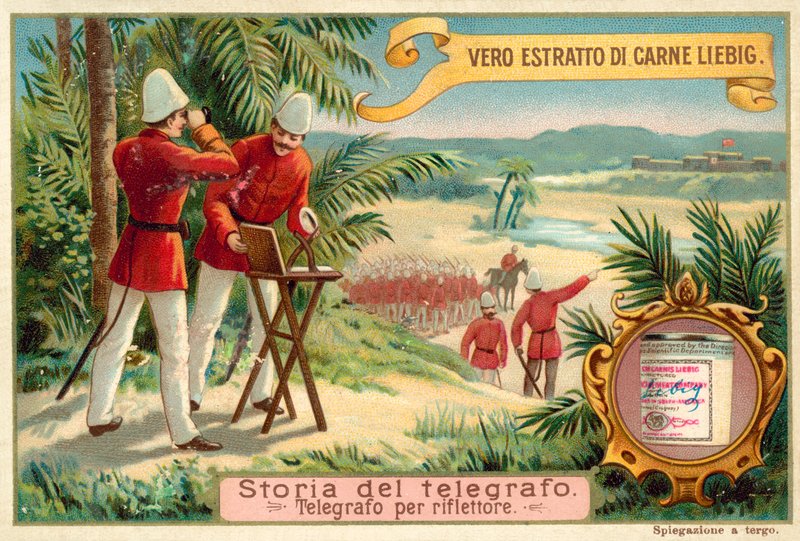 Sinalização por heliógrafo (chromolitho) de European School