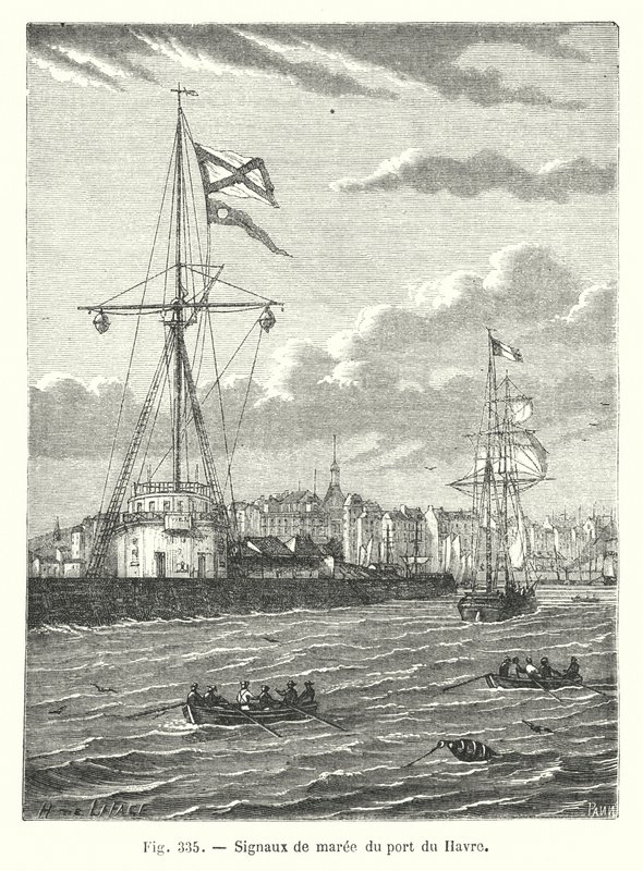 Sinais de maré do porto do Havre (gravura) de European School