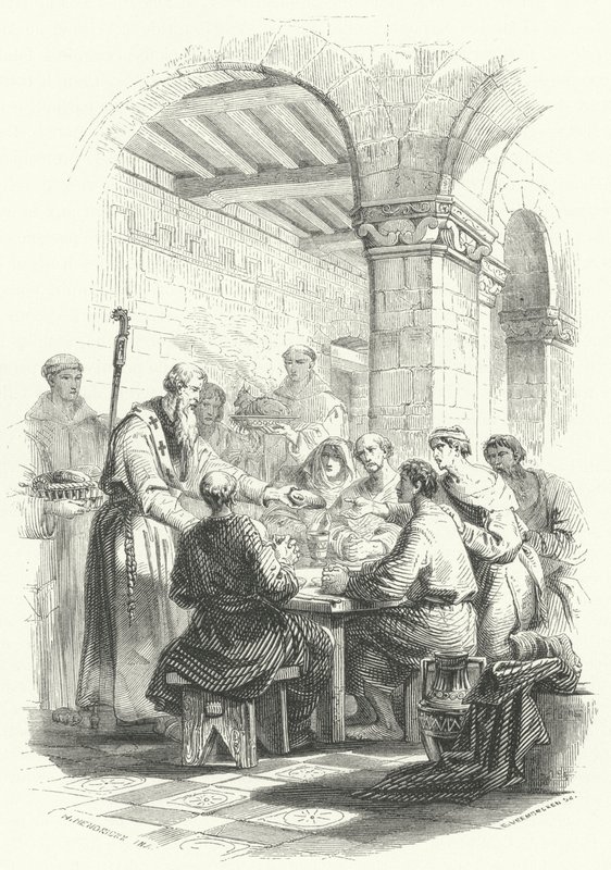 São Elígio servindo comida aos pobres (gravura) de European School