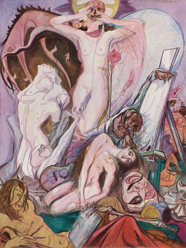 A morte dos artistas (litografia a cores) de European School