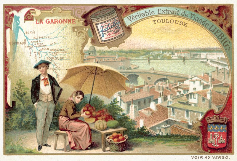 O Garonne, e uma vista de Toulouse (chromolitho) de European School