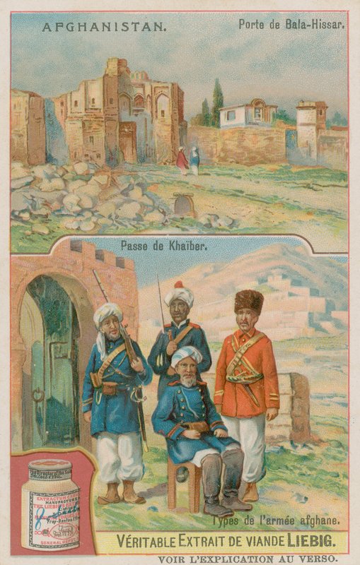 O portão de Bala Hissar e a passagem de Khyber com soldados afegãos de European School