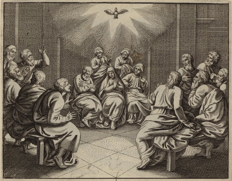 O Espírito Santo vindo aos Doze Apóstolos no dia de Pentecostes (gravura) de European School