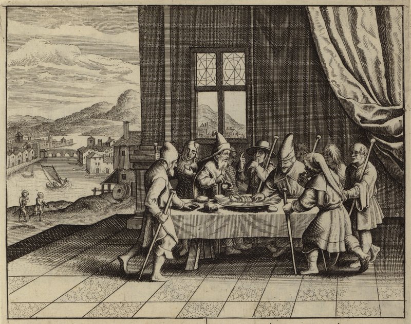 Os israelitas ordenados por Deus para comer o Cordeiro Pascal (gravura) de European School