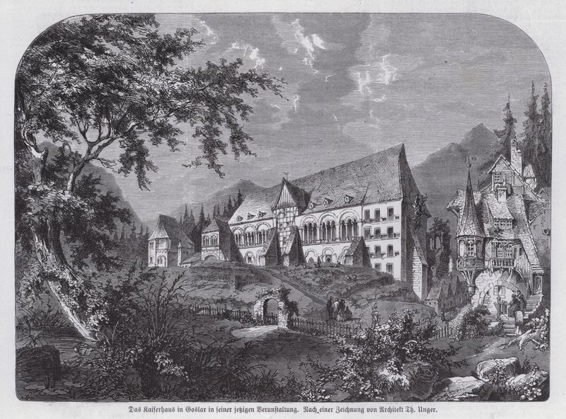 O Kaiserhaus, palácio imperial em Goslar, Alemanha (gravura) de European School