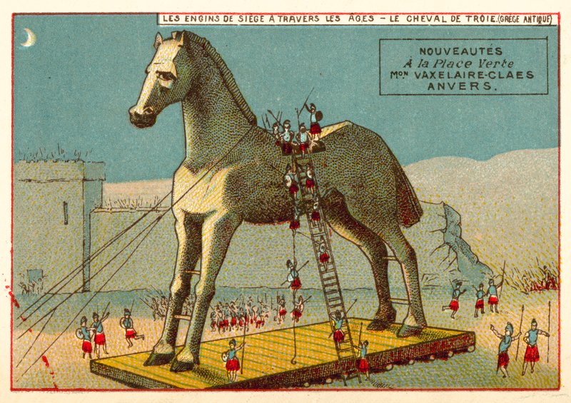 O Cavalo de Tróia (chromolitho) de European School