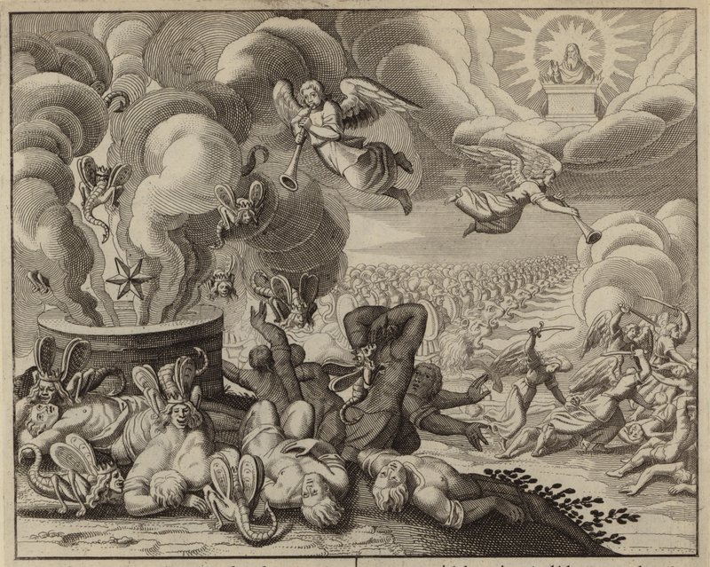 O abismo e os gafanhotos (gravura) de European School