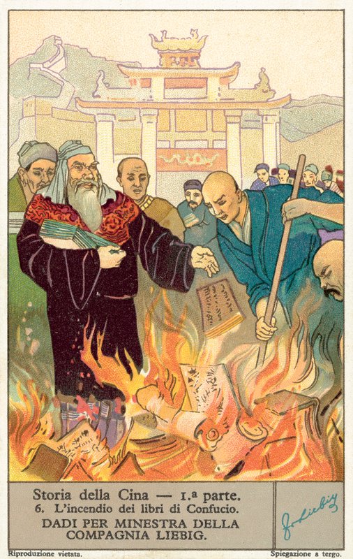 A queima dos livros de Confúcio (chromolitho) de European School
