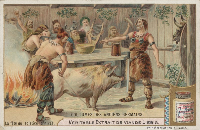 A festa do solstício de inverno (cromolitho) de European School