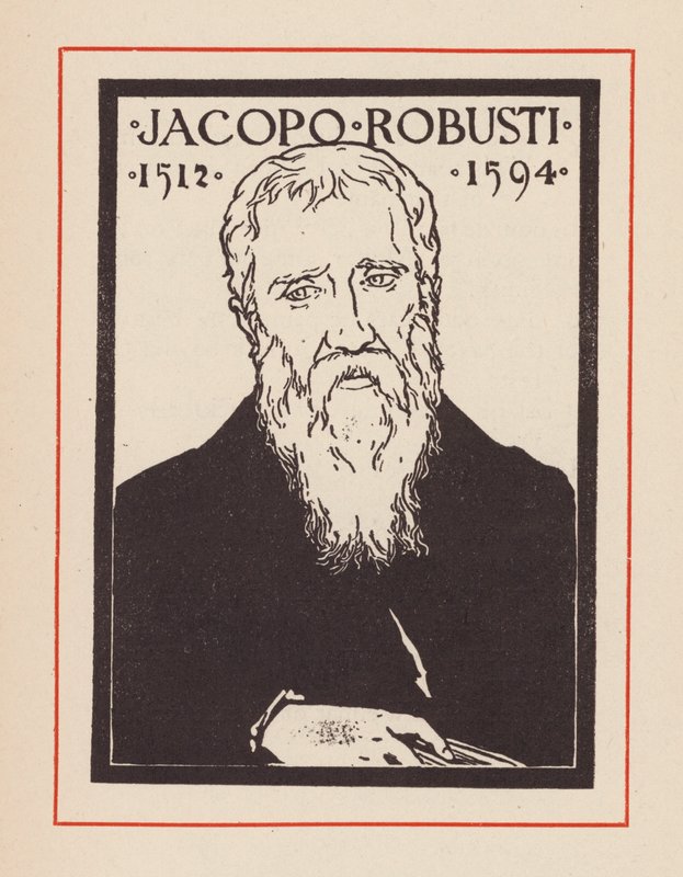 Tintoretto, artista italiano do Renascimento (litografia) de European School
