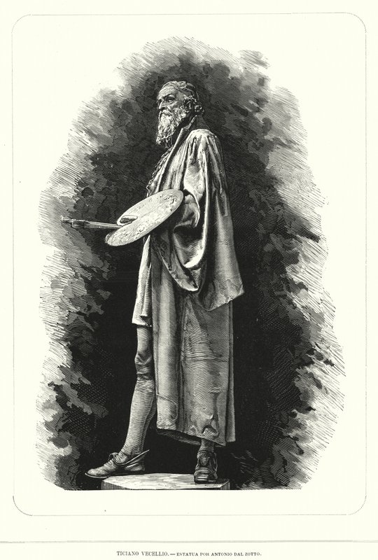 Ticiano, artista renascentista italiano, estatueta de Antonio dal Zotto (litho) de European School