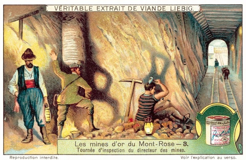 Visita de inspeção pelo diretor da mina de ouro Monte Rosa (chromolitho) de European School