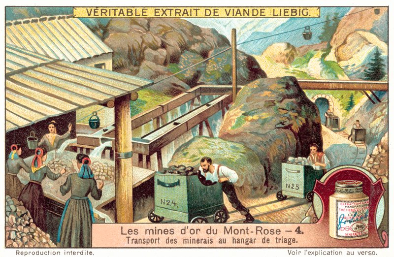 Transporte de minério para o galpão de triagem (chromolitho) de European School