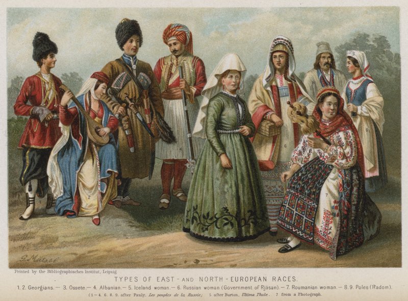 Tipos de Raças do Leste e Norte da Europa (chromolitho) de European School