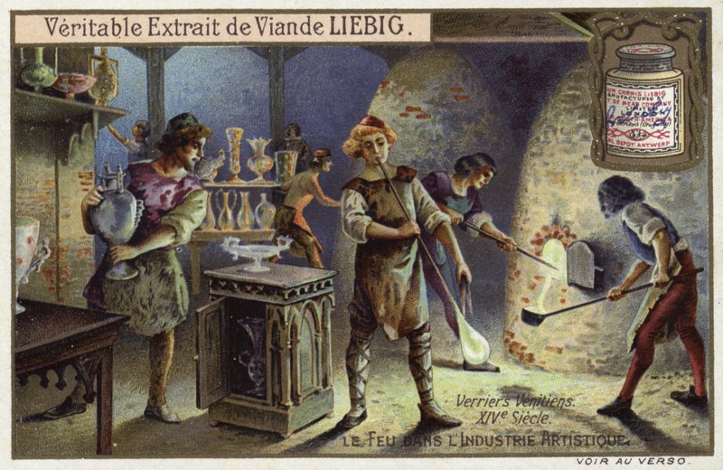 Sopradores de vidro veneziano, século XIV de European School