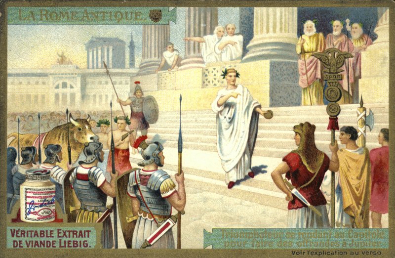 Victor visitando o Capitólio para fazer oferendas a Júpiter, Roma Antiga de European School