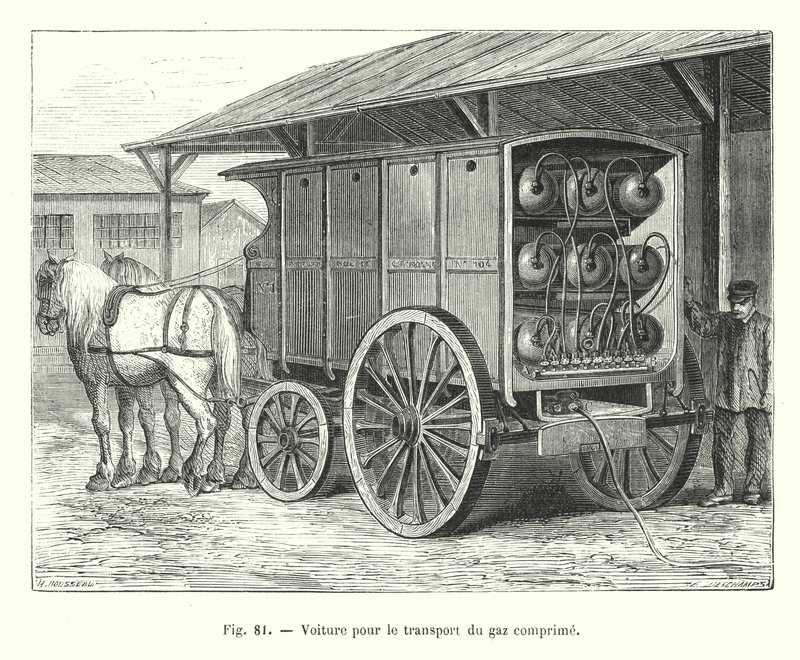 Transporte para o transporte de gás comprimido (gravura) de European School