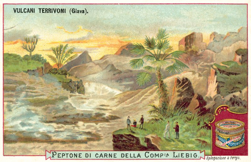 Vulcões em Java, Indonésia (chromolitho) de European School
