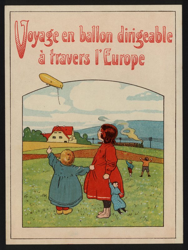 Viagem aérea através da Europa (cor litho) de European School