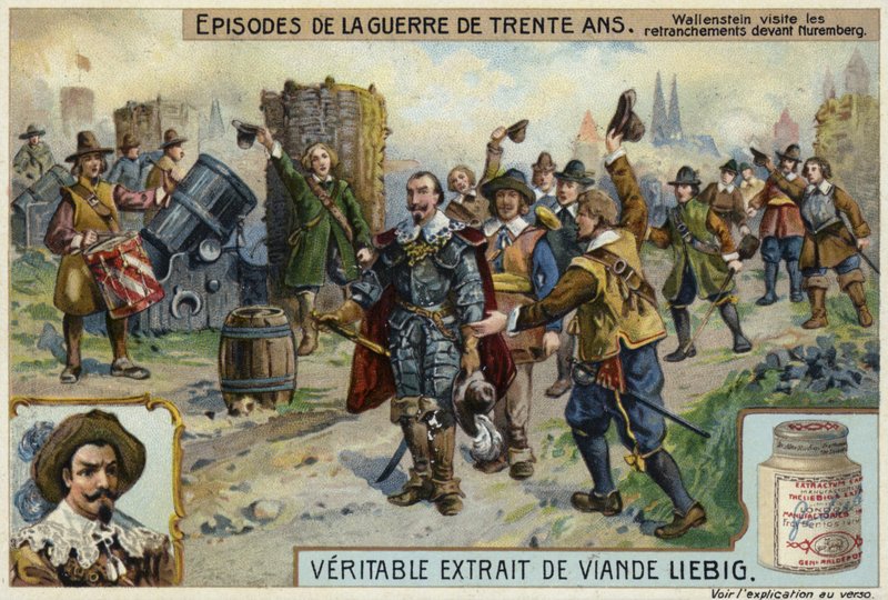 Wallenstein visitando os entrincheirados antes de Nuremberg, 1632 de European School