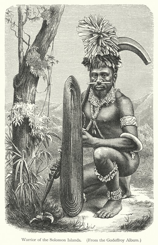 Guerreiro das Ilhas Salomão (gravura) de European School
